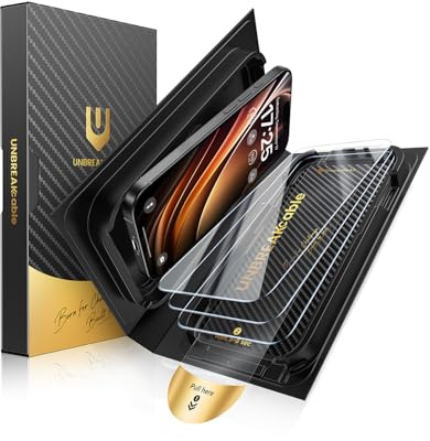UNBREAKcable Vetro Temperato per iPhone 15 Pro Max, Confezione da 3 Durezza 9H+ Pellicola Protettiva [Installazione Facile][Trasparente HD al 99,99%][Compatibile con la Custodia] per Apple 6,7 Pollici
