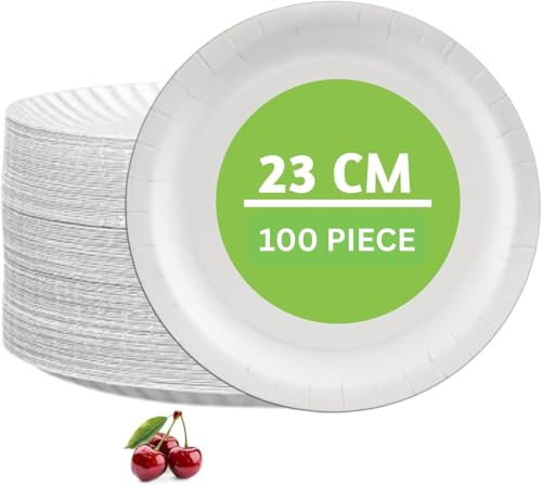 Astro Maison 100 Pack Paper Plates 9 inch | Biodegradable Disposable Plates for Parties, BBQs, Picnics | Eco Friendly Compostable White Paper Plate | Leak Resistant & Microwave Safe