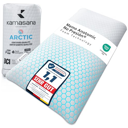 KAMASANA Kühlendes Nackenstützkissen 40x80 cm, Höhe 13 cm – Memory Foam Kopfkissen für Bauch- und Rückenschläfer – Atmungsaktiv, Ergonomisch, Hellblauer Bezug
