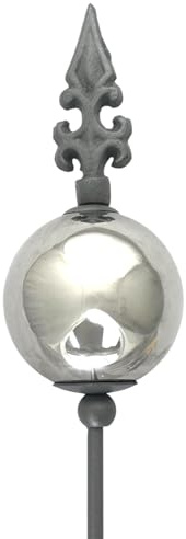 naninoa Metallstecker Franz. Lilie mit Edelstahlkugel in Silber. Gartendeko, Gartenstecker 110cm