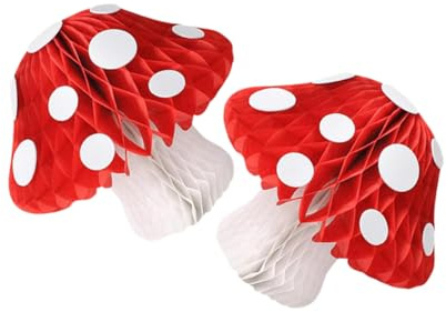 MAGICLULU 2 pièces Décorations Papier Champignon Boule Alvéolée Rouge pour Anniversaires et Mariages Décoration Suspendue Originale pour et Événements Thématiques