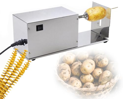 SgyGlyn Macchina elettrica per Tagliare Le Patate, affettatrice a Spirale Commerciale in Acciaio Inossidabile, Taglio Croccante da 1-2 mm, Portatile per Vendita ambulante, efficiente in 10 Secondi