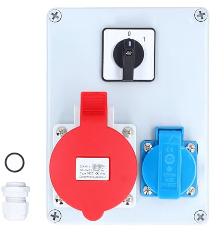 Box di distributore di alimentazione GearWell, socket industriale CEE Wall Socket, 5p 32A 16A Switch a due livelli IP44 Pannello impermeabile per l'installazione dell'edificio
