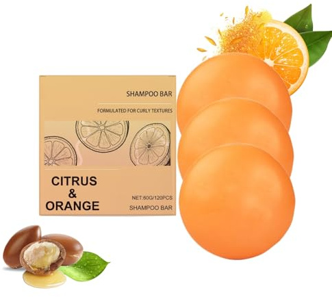 Orange Solid Hair Seife - Feste Haarseife zur Sanften Reinigung von Kopfhaut & Haaren, Pflegende Formel für Glänzendes & Geschmeidiges Haar, Für Frauen & Männer (3PC, 180g)