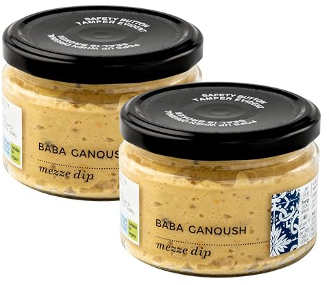 2 x 250g Premium Baba Ganoush Dips in Jars, Creamy Sesame Seed Paste with Roasted Aubergines & Lemon Juice, 500g
