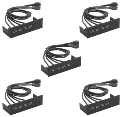 OJREEUB 5 set of 5.25 inch USB Front Panel Hub for PC Computer Case Optical Drive Front Panel 4 Ports USB 3.0, 163x105x53mm
