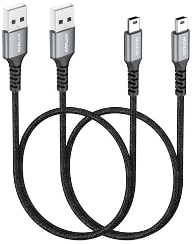 HOTNOW Câble Mini USB 50cm Lot de 2, Cable USB A à Mini B Charge et sync | Compatible avec le contrôleur PS3, Calculatrice TI 83, Hero 4 Black, Lecteur MP3/MP4