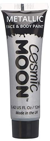 Cosmic Moon - Peinture de maquillage métallique pour le visage et le corps - 12ml - Créez des motifs de maquillage métallique fascinants pour visage! - Inclut: Argent