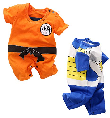 YFYBaby Baby Boys' 2 Pack Short Sleeve Romper Toddler Cartoon Onesie Outfits Orange/Blue