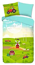 Good Morning Kinder-Bettbezug, 135 x 200 cm, 100% Baumwolle, Bauernhaus-Druck
