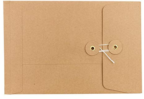 Natürlich verpacken Umschlag C5, 229 x 162 mm + 25 mm Falte, Braun, Bindfadenverschluss, Kraftpapier, Versandtasche - 10 Stück/Pack