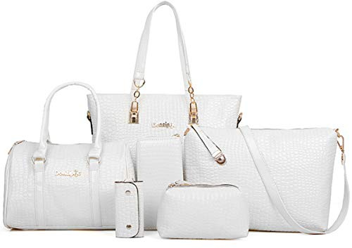 FiveloveTwo Damen 6-teiliges Set mit Crossbody Tasche und Geldbörsen PU Leder Schultertasche Shopper Tragetaschen Umhängetasche Geldbeutel Tote Taschen Clutches