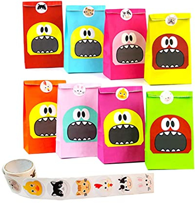 40 godispåsar, monster presentpåsar, barnfödelsedagspåsar (tejp med klistermärke), presentpåsar, födelsedagspresenter, papperspåsar, födelsedagsdetaljer för barn
