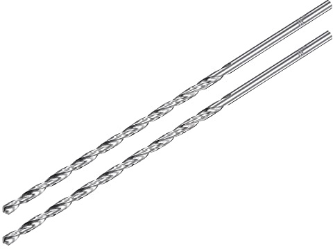 sourcing map HSS(High Speed Steel) Straight Shank Jobber Twist Drill Bit 4mm Drill Diameter Extension 160mm Length 2 Pcs