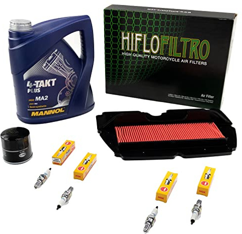 Wartungspaket Öl 4L + Luftfilter + Ölfilter + Zündkerzen für Hon da CBR 900 RR CBR900 RR SC28 SC33 Baujahr 1992-1999