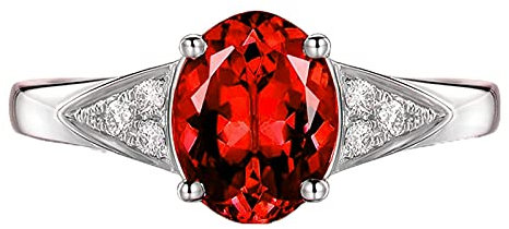 Ayoiow Ring für Damen Verlobungsring Damen 925 Silber, Damenring mit Steinen Rot Oval Ring Größe 63 (20.1) Geburtstag Geschenk