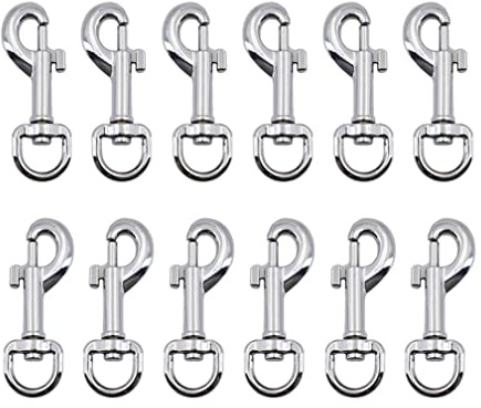 12 Stück Karabinerhaken mit Drehgelenk für Hundeleine,Bolzenkarabiner,Schnappkarabiner,für Hundeleine Halsband Wandern Schlüsselanhänger