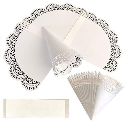 ZOOMPIL 50St Spitze Papier Hochzeit Konfetti Kegel, Party Papierkegel, Kegel für Verpackung Konfetti Blütenblätter Candy Schokoladen Hochzeit Partydekoration