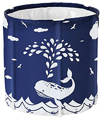 Sinbide vikbart badkar - för vuxna - 70 x 65 cm - plast - med isolerande bomull - blått - val