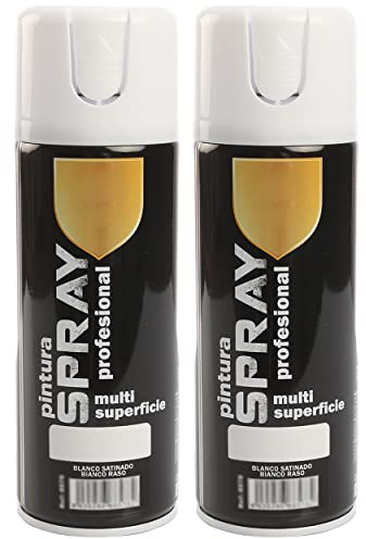 H HANSEL HOME Pintura Spray Blanco Satinado 400 Ml - Pack de 2 Unidades
