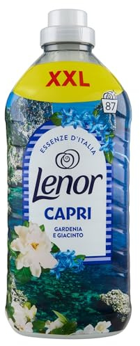 Lenor Mjukmedel Koncentrerad Tvättmaskin, 86 tvättar, Italiens atmosfär Capri, Långvarig Friskhet Och Mjukhet Av Vegetabiliskt Ursprung, Doftande Lakan Upp Till 1 Vecka