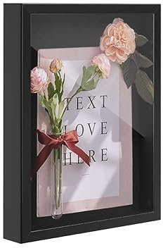 ACAZA Großer XL-Bilderrahmen 30x40 cm – mit Glas für Objekte – 3D-Rahmen für Trockenblumen, Souvenirs und Sträuße – Schwarzes Holz und Plexiglas – Präsentationsrahmen mit Einer Tiefe von 3,7 cm