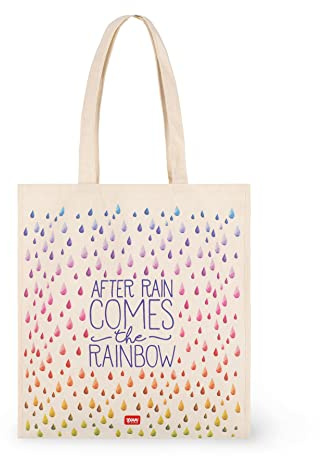Legami - Borsa di cotone, Taschina interna, con Soffietto, Manico Lungo, Riutilizzabile, 38,5x42 cm, Tema After rain