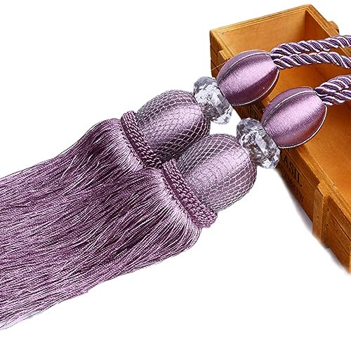Gardinenbänder 4 Stück Kein Stanzen Und Keine Installation Vorhang Umreifungsvorhang Hängende Kugel Vorhang Bindeseil, Lila 1