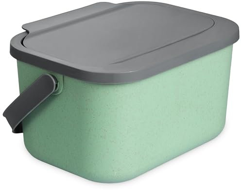 Go Practic Biomülleimer Küche 4,5L Komposteimer, Küchen Mülleimer Grün/Grau mit Deckel, Bio für Obst- und Gemüseabfälle, Bioabfallbehälter zur Trennung, Click-Funktion, Abfallbehälter zur Mülltrennung
