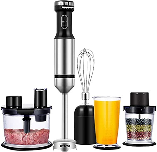 LEONYS Blender ad immersione a mano 800W, frullatore a mano 4-in-1 con 7 velocità + turbo, miscelatore di bastone in acciaio inox 304, miscelazione di miscelazione, tazza di miscelazione, chopper di c