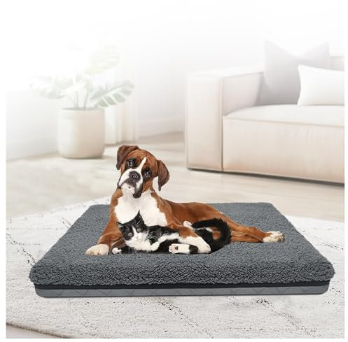 MeLtor Hundematte, mit Eierförmiger Kistenschaum Hundekorb Grosse Hunde, rutschfeste Unterseite, Bezug Abnehmbar Waschbar Hunde Bett,style1-XXL(51.2×36.6×4in)