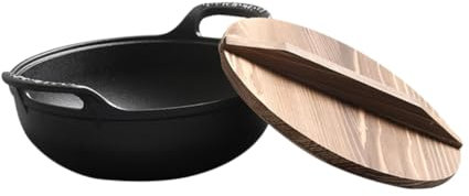 Toddmomy Cast Iron Skillet Pot avec Couvercle Casserole Fonte pour Cuisine Et Camping Ustensile De Cuisson Non-adhérent