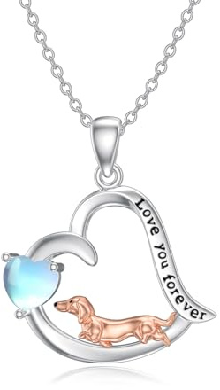 ROMANTICWORK Hund und Mädchen Kette 925 Sterling Silber Liebe Herz Hund Anhänger Halskette Hund Schmuck Geschenke für Damen Tochter Hundeliebhaber