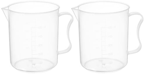 PATIKIL 500ml Tazas De Medición 2Pcs Vasos De Polipropileno Con Graduación Jarra Medidora Con Asa Y Pico Para Experimentos De Laboratorio Hornear Y Cocinar Transparente