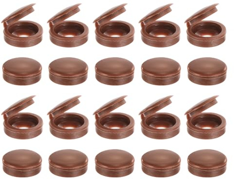 sourcing map 100Pcs Screw Caps, 4.5mm/0.18 ID Screw Snap Covers Washer Flip, PVC Hinged Screw Cover Caps for Covering Screw Heads(Dark Brown)