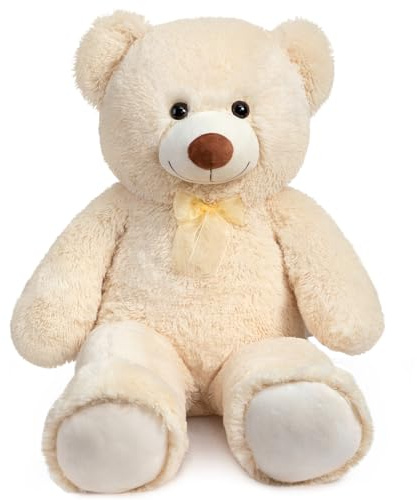 BEJOY 100cm Teddybär Beige XXL Plüschtiere Kuschelbären Stofftier Teddy | Riesen Schmusetier groß Liebesgeschenk Geburtstag Valentinstag