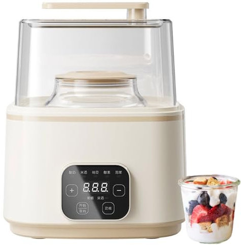 FAcoLL 25W Electric Yogurt Maker, Yoghurt Maker Machine with LED Touch Panel, Rice Wine Fermentation Machine with Constant Temperature Control and Timer, for Yogurt, Natto, Kimchi