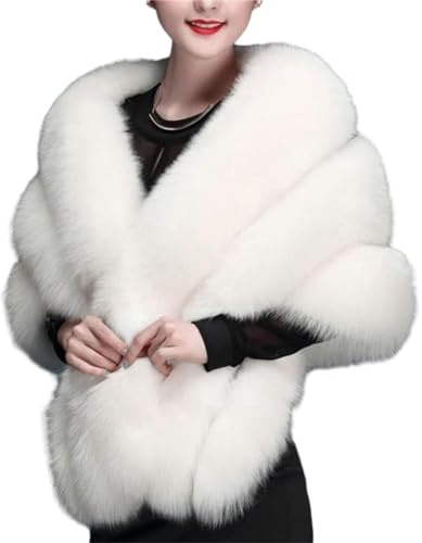 Duroecsain Châle Étole en Fausse Fourrure Cape Boléro De Femme Mariage Hiver sur Robe de Soirée Mariée Cérémonie Fête Demoiselle D'honneur