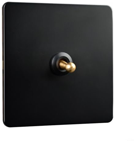 ZYNCUE Interruptor de pared de palanca de latón, interruptor antiguo, interruptor de palanca retro, panel de acero inoxidable, para uso en interiores en hogares, oficinas, hoteles y fábricas (1 banda)