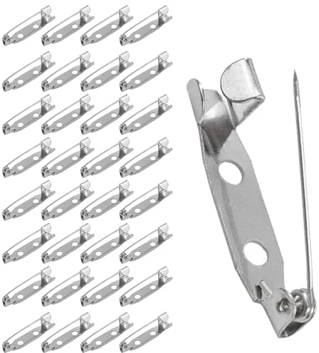 Lot de 100 épingles à nourrice argentées avec fermoir à barre arrière - Pour badges, corsages, boutonnières, étiquettes de nom, fabrication de bijoux, loisirs créatifs (25 mm)