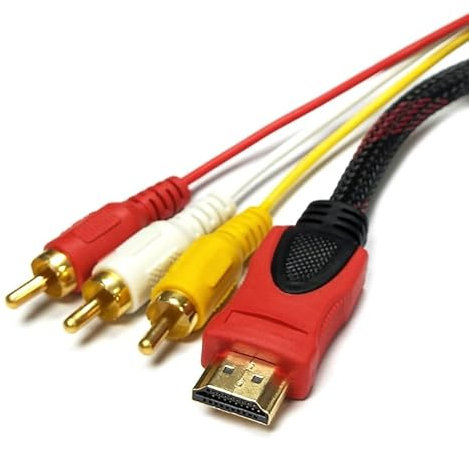Dewfigs ㅤ Cable HDMI a RCA 1.5M para Transmisión de Audio y Video, Compatible con Todos Los Dispositivos HDMI y Entradas RCA para HDTV, Reproductores de DVD, proyectores, Consolas de Juegos y Más