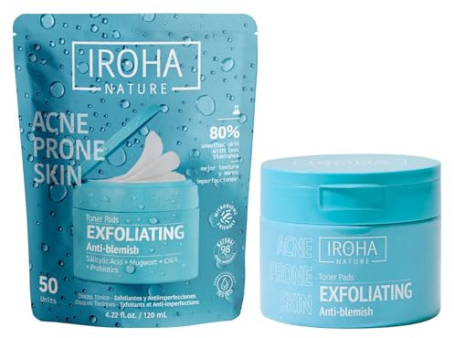IROHA NATURE - Discos Tónico Exfoliantes | Cosmética Coreana para Piel Acnéica | Atenúa Imperfecciones y Mejora la Textura | Exfolia, Mejora textura y Reduce Granos | 50 Discos Biodegradables