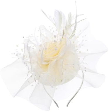 IYOU Chapeau Fascinateur Mariage Mariée Ivoire Pièce de Tête avec Clip Fleur Église Cocktail Tea Party Accessoires de Cheveux pour Femmes