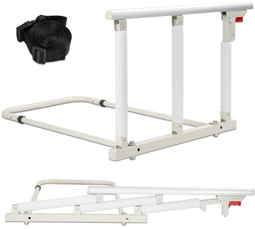 Foldable Bed Rail for Elderly Adults – Adjustable Safety Rail with Assist Handle, Anti-Fall Bed Guard for Seniors, Pregnant & Post-Surgery Patients, Fits King/Queen/Twin/Full Mattresses(68x45CM)