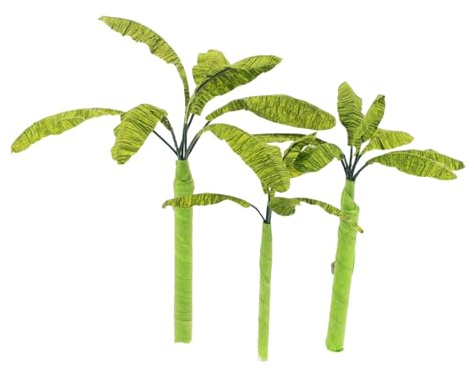 Modèle Plastique de Miniature Bananier Pièces de Fer Fil 3 | Décor Réaliste, Détails Fins, pour Office Displays et Paysage Miniature, Vert