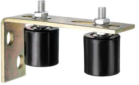 QUARKZMAN 2pcs Galet Guide pour Portail Coulissant 42x44mm, M10 Roulette Nylon avec Équerre Guide au Sol pour Porte Grange Coulissante, Roue Universel avec Roulement à Billes Scellé, Noir