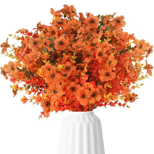 INSANYJ 8PCS Bouquet Automne Artificielle, Fleurs Artificielles Deco, Fleur Branche Decoration Automne pour Automne, Fête, Table et Décorations Intérieur et Extérieur
