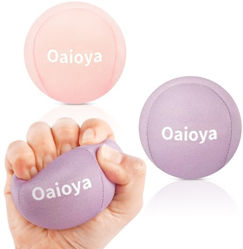 Oaioya 2 Stück Knetball Handtraining Anti Stress Ball mit 2 Stärken Knetball für hände mit 2 Druckstufen Anti Stress Bälle Therapie Stressball für Konzentration Stressabbau (Lila + Rosa)