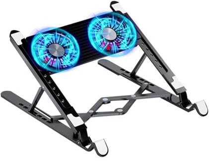 Base Refrigerante Portátil - Soporte Laptop Plegable, Ajustable Altura, Ventilador Potente Silencioso | Enfriamiento Eficiente Prevención Sobrecalentamiento, Compatible Ordenador Portátil Uso Diario