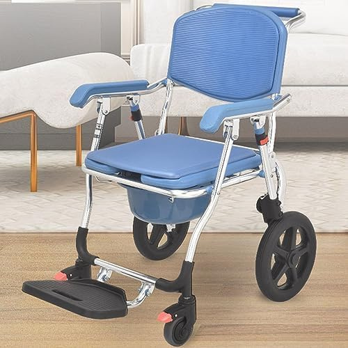 Chaise De Douche à Roulettes Pliante , Fauteuil Roulant Percé , Auteuil Roulant De Douche Pour Handicapé , Chaise De Douche Avec Accoudoirs Pour Personnes Âgées , Siège De Douche Pliable, Capacité P